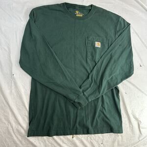 Carhart Long Sleeve T-Shirt,Men Sz Medium ,Green Pocket, Original Fit
